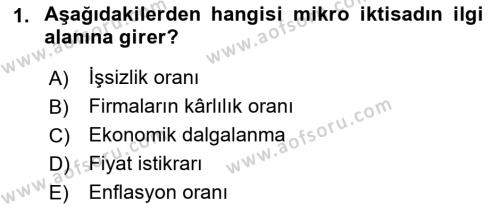 Genel Ekonomi Dersi 2021 - 2022 Yılı (Final) Dönem Sonu Sınavı 1. Soru