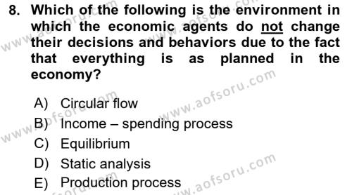 Introduction to Economics 2 Dersi 2021 - 2022 Yılı (Vize) Ara Sınavı 8. Soru
