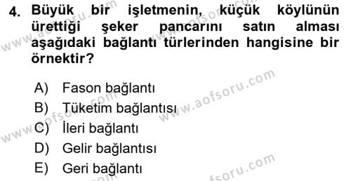 İktisat Sosyolojisi Dersi 2021 - 2022 Yılı (Vize) Ara Sınavı 4. Soru