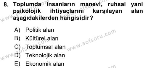 İktisat Sosyolojisi Dersi 2021 - 2022 Yılı (Vize) Ara Sınavı 8. Soru