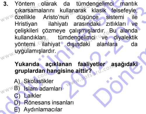 İktisadi Düşünceler Tarihi Dersi 2012 - 2013 Yılı (Final) Dönem Sonu Sınavı 3. Soru