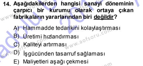 İktisadi Düşünceler Tarihi Dersi 2013 - 2014 Yılı (Vize) Ara Sınavı 14. Soru