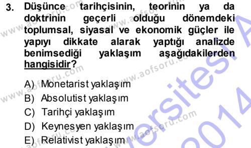 İktisadi Düşünceler Tarihi Dersi 2013 - 2014 Yılı (Vize) Ara Sınavı 3. Soru