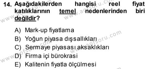 İktisadi Düşünceler Tarihi Dersi 2013 - 2014 Yılı (Final) Dönem Sonu Sınavı 14. Soru
