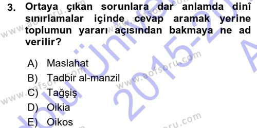 İktisadi Düşünceler Tarihi Dersi 2015 - 2016 Yılı (Vize) Ara Sınavı 3. Soru