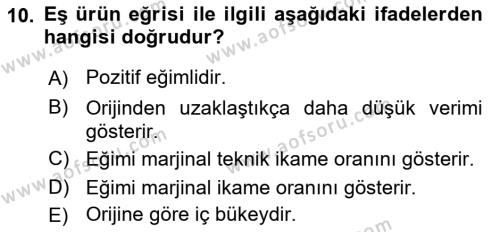 Doğal Kaynaklar ve Çevre Ekonomisi Dersi 2018 - 2019 Yılı Yaz Okulu Sınavı 10. Soru