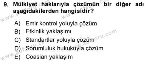 Doğal Kaynaklar ve Çevre Ekonomisi Dersi 2021 - 2022 Yılı (Final) Dönem Sonu Sınavı 9. Soru