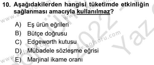 Doğal Kaynaklar ve Çevre Ekonomisi Dersi 2022 - 2023 Yılı Yaz Okulu Sınavı 10. Soru