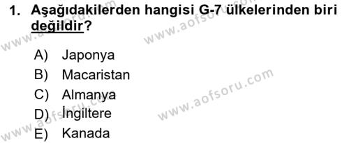 Doğal Kaynaklar ve Çevre Ekonomisi Dersi 2023 - 2024 Yılı (Vize) Ara Sınavı 1. Soru