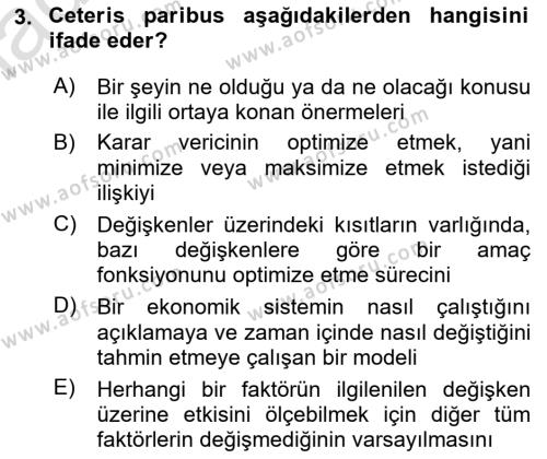 Mikro İktisat Dersi 2024 - 2025 Yılı (Vize) Ara Sınavı 3. Soru