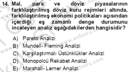 Makro İktisat Dersi 2020 - 2021 Yılı Yaz Okulu Sınavı 14. Soru