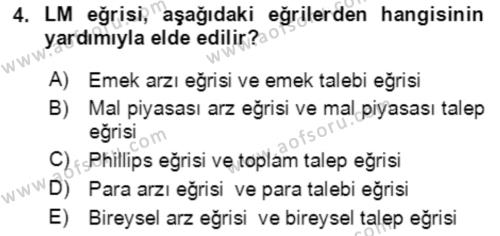 Makro İktisat Dersi 2020 - 2021 Yılı Yaz Okulu Sınavı 4. Soru