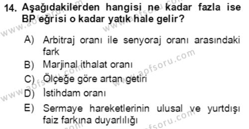 Makro İktisat Dersi 2022 - 2023 Yılı Yaz Okulu Sınavı 14. Soru