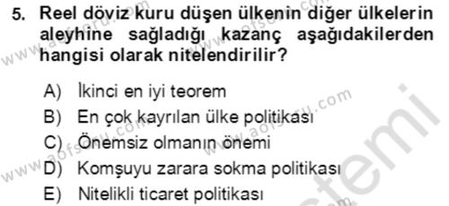 Makro İktisat Dersi 2023 - 2024 Yılı (Final) Dönem Sonu Sınavı 5. Soru