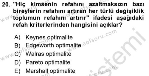 Makro İktisat Dersi 2023 - 2024 Yılı Yaz Okulu Sınavı 20. Soru