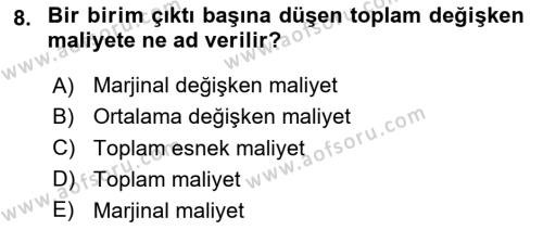 Makro İktisat Dersi 2023 - 2024 Yılı Yaz Okulu Sınavı 8. Soru