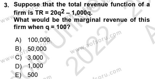 Microeconomic Theory Dersi 2022 - 2023 Yılı (Vize) Ara Sınavı 3. Soru