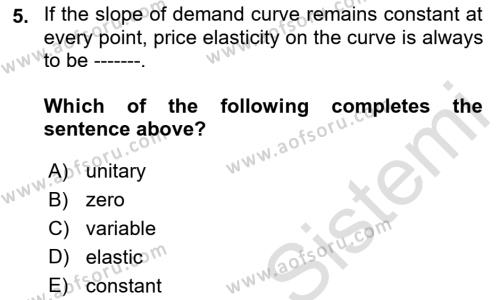 Microeconomic Theory Dersi 2022 - 2023 Yılı (Vize) Ara Sınavı 5. Soru