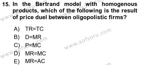 Microeconomic Theory Dersi 2022 - 2023 Yılı (Final) Dönem Sonu Sınavı 15. Soru