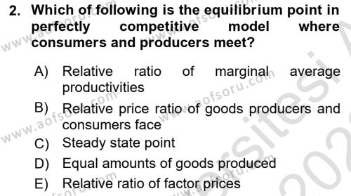 Microeconomic Theory Dersi 2022 - 2023 Yılı (Final) Dönem Sonu Sınavı 2. Soru
