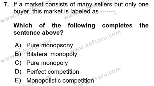 Microeconomic Theory Dersi 2022 - 2023 Yılı (Final) Dönem Sonu Sınavı 7. Soru