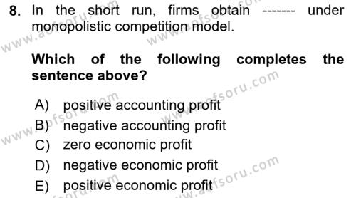 Microeconomic Theory Dersi 2022 - 2023 Yılı (Final) Dönem Sonu Sınavı 8. Soru