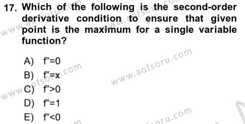 Microeconomic Theory Dersi 2022 - 2023 Yılı Yaz Okulu Sınavı 17. Soru