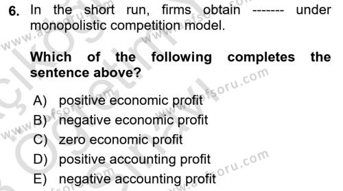 Microeconomic Theory Dersi 2022 - 2023 Yılı Yaz Okulu Sınavı 6. Soru