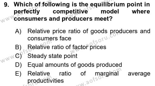 Microeconomic Theory Dersi 2022 - 2023 Yılı Yaz Okulu Sınavı 9. Soru