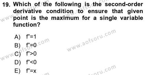 Microeconomic Theory Dersi 2023 - 2024 Yılı (Vize) Ara Sınavı 19. Soru