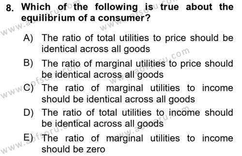 Microeconomic Theory Dersi 2023 - 2024 Yılı (Vize) Ara Sınavı 8. Soru