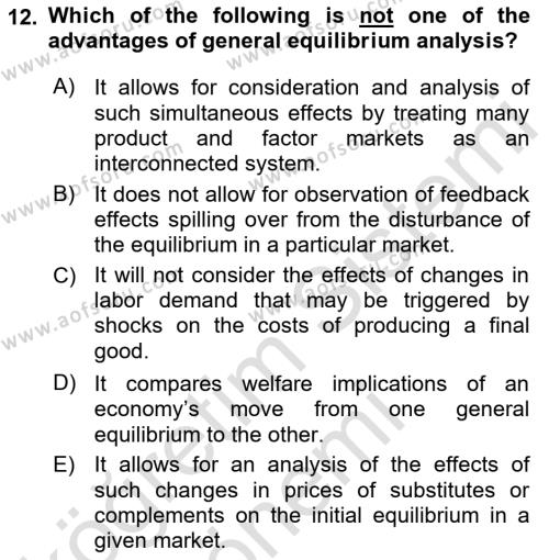 Microeconomic Theory Dersi 2023 - 2024 Yılı (Final) Dönem Sonu Sınavı 12. Soru