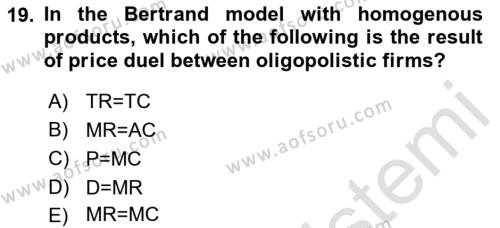 Microeconomic Theory Dersi 2023 - 2024 Yılı (Final) Dönem Sonu Sınavı 19. Soru