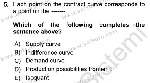 Microeconomic Theory Dersi 2023 - 2024 Yılı (Final) Dönem Sonu Sınavı 5. Soru
