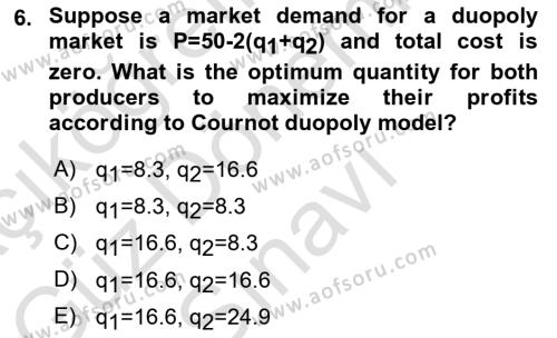 Microeconomic Theory Dersi 2023 - 2024 Yılı (Final) Dönem Sonu Sınavı 6. Soru