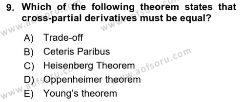 Microeconomic Theory Dersi 2023 - 2024 Yılı (Final) Dönem Sonu Sınavı 9. Soru