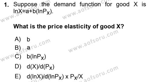 Microeconomic Theory Dersi 2023 - 2024 Yılı Yaz Okulu Sınavı 1. Soru