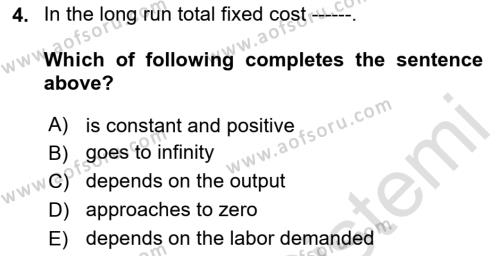 Microeconomic Theory Dersi 2023 - 2024 Yılı Yaz Okulu Sınavı 4. Soru