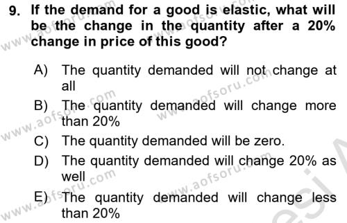 Microeconomic Theory Dersi 2023 - 2024 Yılı Yaz Okulu Sınavı 9. Soru