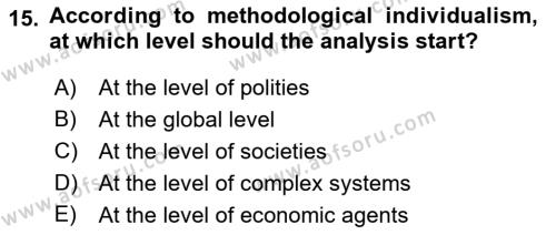 History Of Economic Thought Dersi 2022 - 2023 Yılı (Vize) Ara Sınavı 15. Soru