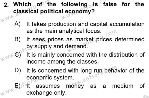 History Of Economic Thought Dersi 2022 - 2023 Yılı (Vize) Ara Sınavı 2. Soru