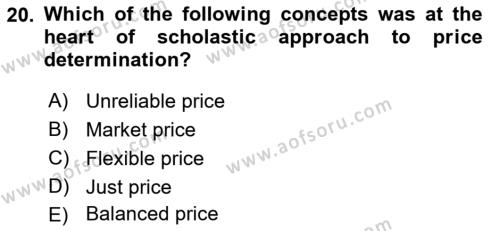 History Of Economic Thought Dersi 2022 - 2023 Yılı (Vize) Ara Sınavı 20. Soru
