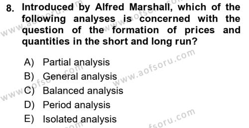 History Of Economic Thought Dersi 2022 - 2023 Yılı (Final) Dönem Sonu Sınavı 8. Soru