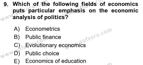 History Of Economic Thought Dersi 2022 - 2023 Yılı (Final) Dönem Sonu Sınavı 9. Soru