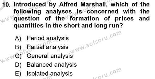 History Of Economic Thought Dersi 2022 - 2023 Yılı Yaz Okulu Sınavı 10. Soru