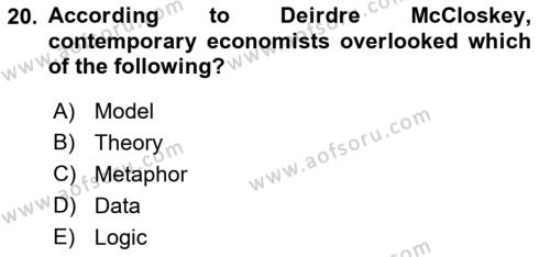 History Of Economic Thought Dersi 2022 - 2023 Yılı Yaz Okulu Sınavı 20. Soru