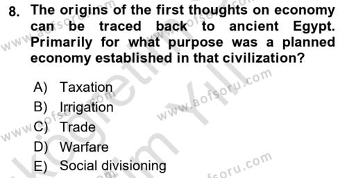 History Of Economic Thought Dersi 2022 - 2023 Yılı Yaz Okulu Sınavı 8. Soru