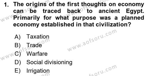 History Of Economic Thought Dersi 2023 - 2024 Yılı (Vize) Ara Sınavı 1. Soru