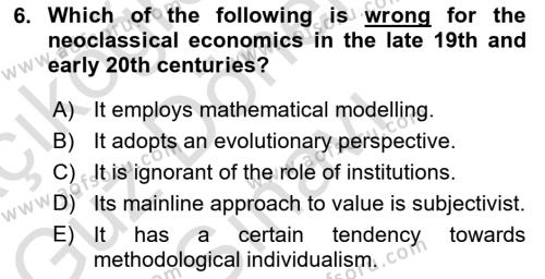 History Of Economic Thought Dersi 2023 - 2024 Yılı (Final) Dönem Sonu Sınavı 6. Soru