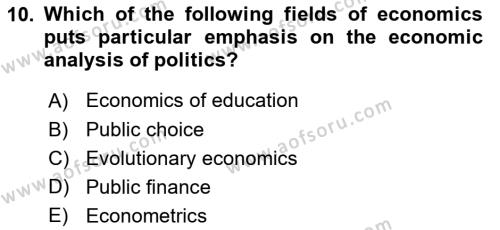 History Of Economic Thought Dersi 2023 - 2024 Yılı Yaz Okulu Sınavı 10. Soru